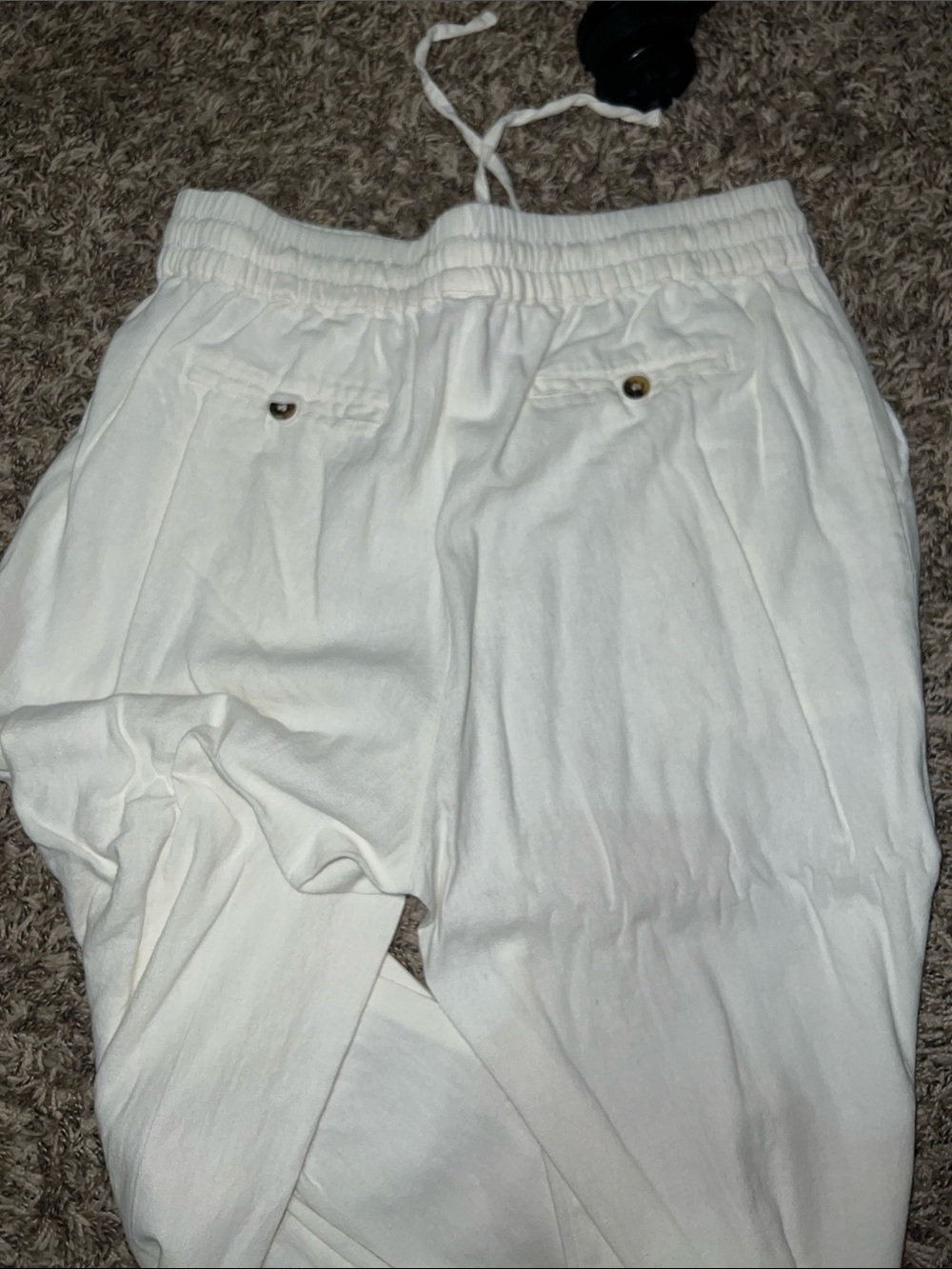 Zenana Outfitters Cream Elastic-Waist Wide-Leg Linen Pants - Picture 4 of 4